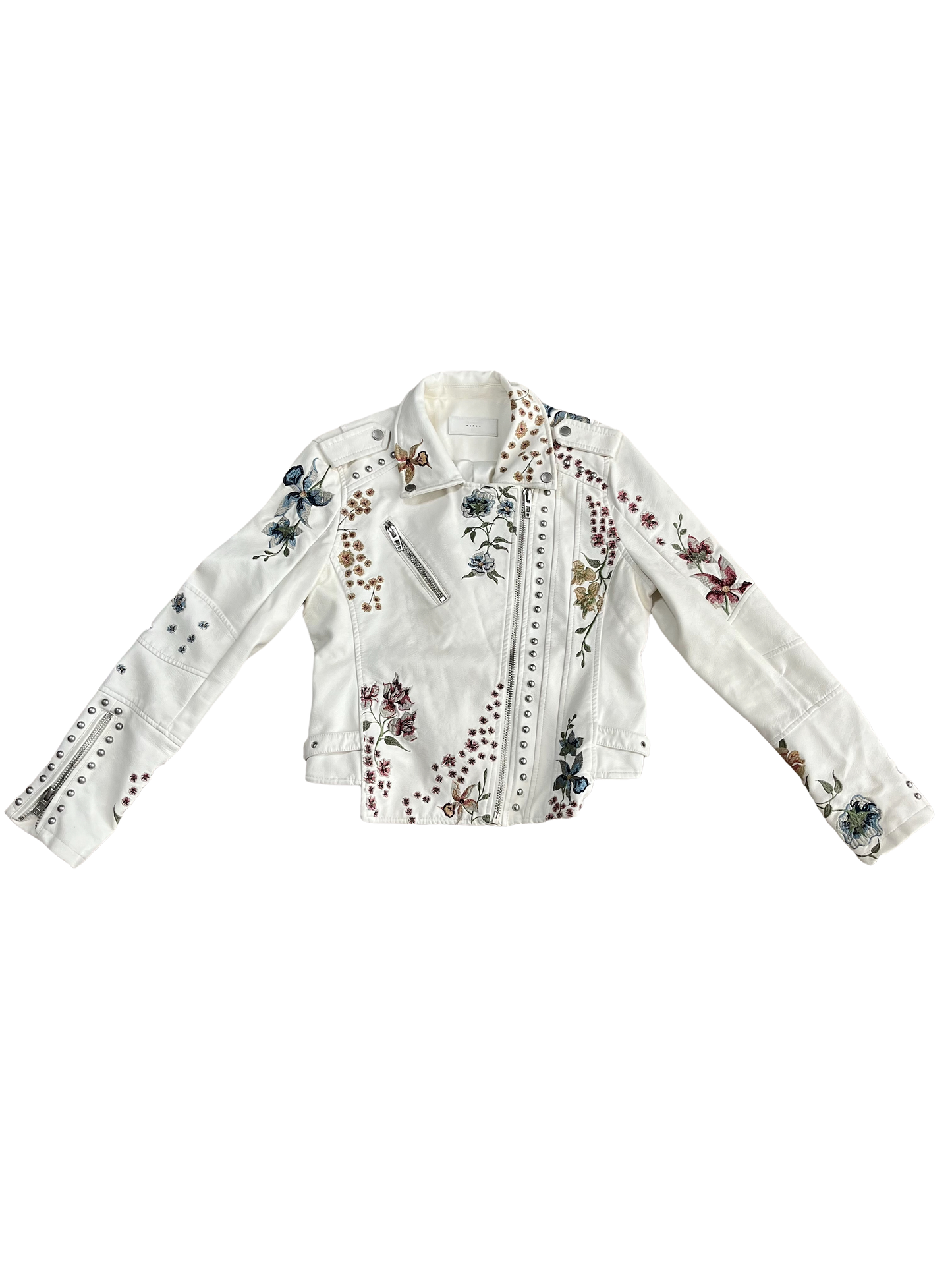 BlankNYC Leather Embroidered Moto Jacket