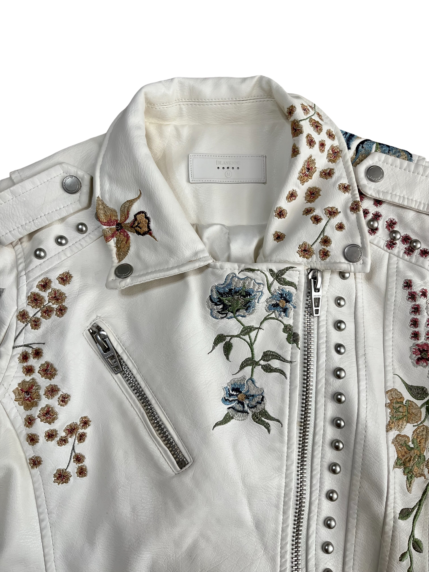 BlankNYC Leather Embroidered Moto Jacket