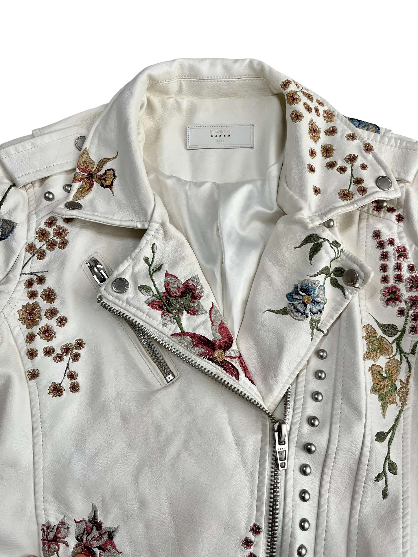 BlankNYC Leather Embroidered Moto Jacket