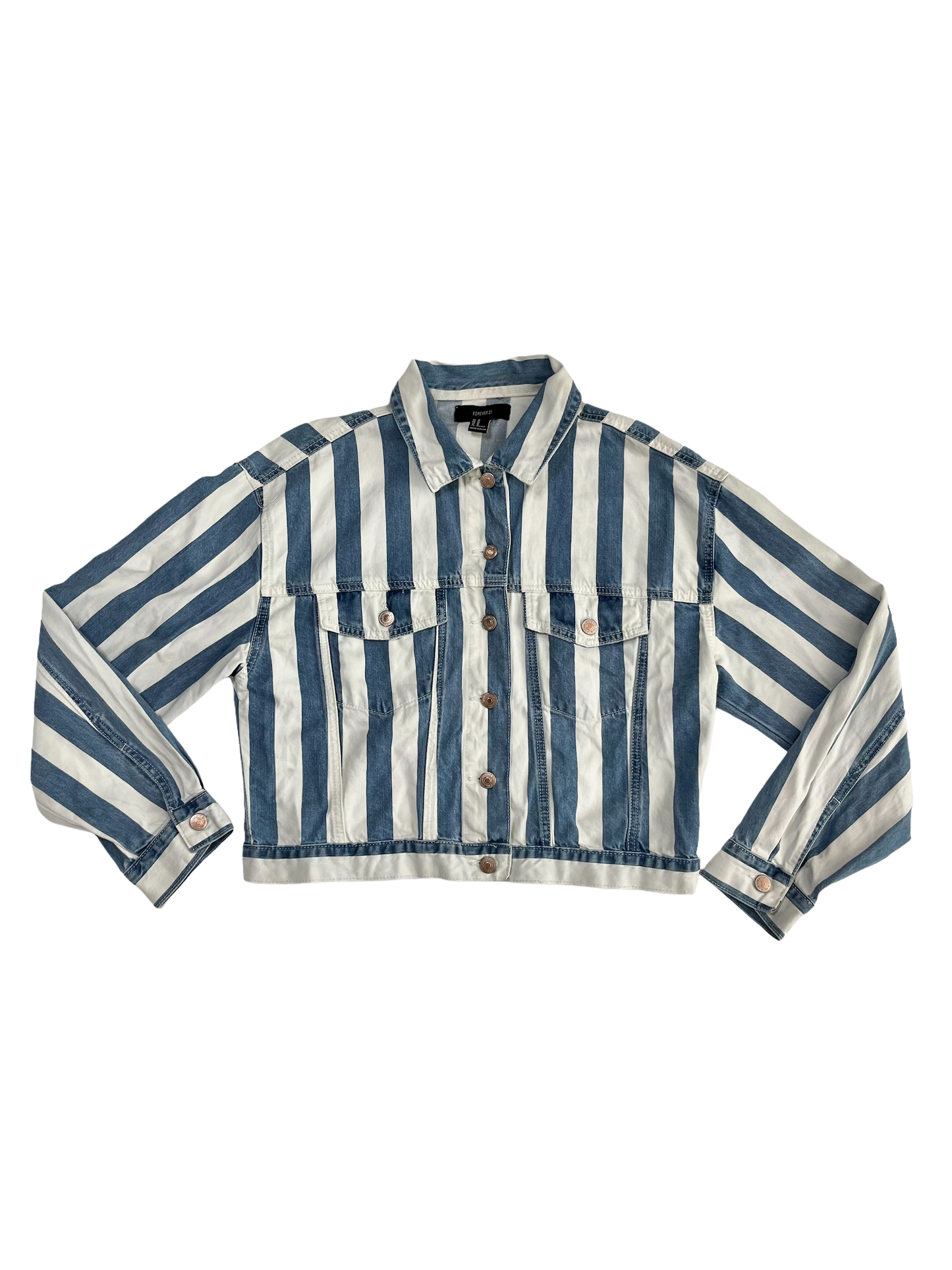 Striped Denim Crop Jacket