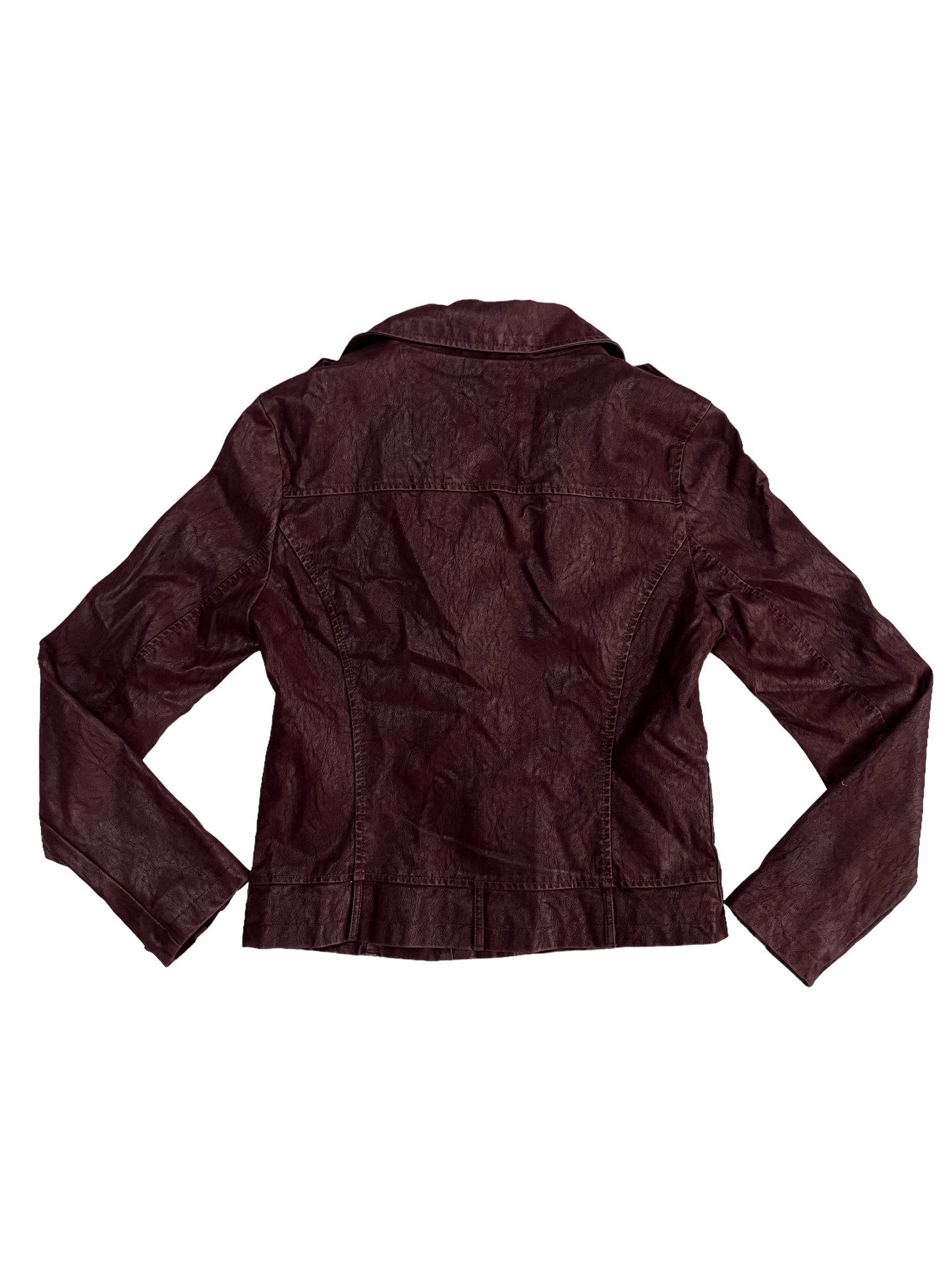 Burgundy Leather Moto Jacket