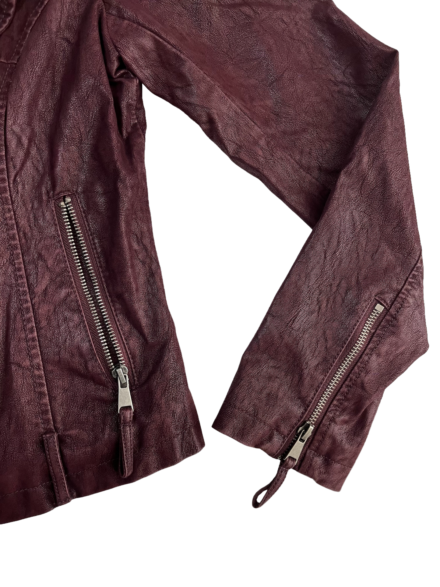 Burgundy Leather Moto Jacket