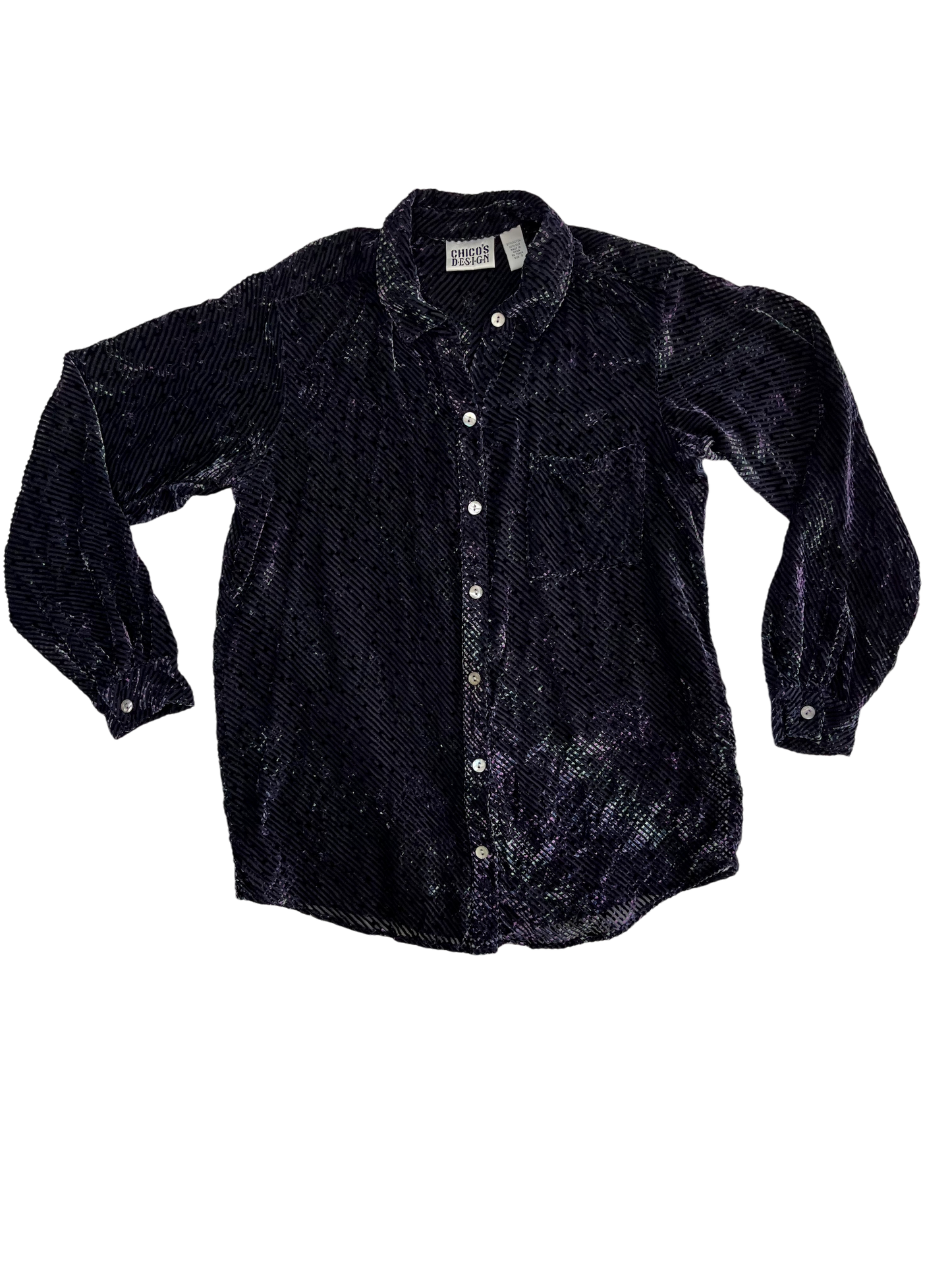 Mesh/Velvet Purple Button Down