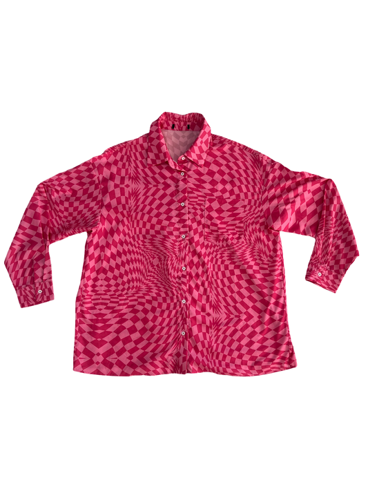 Oversized Trippy Pink Button Down