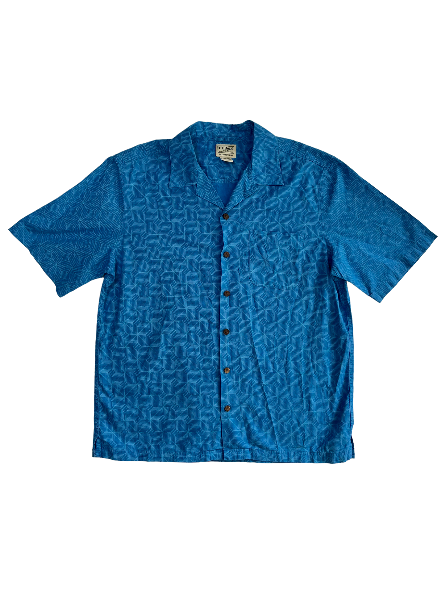 Electric Blue Geometric Button Down